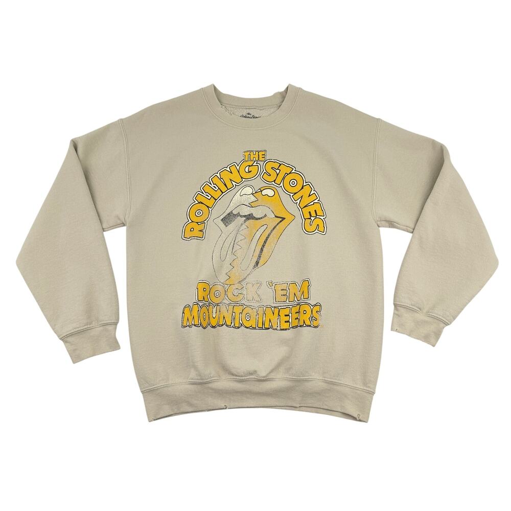 Rolling Stones Rock Em Mountaineers Sweatshirt Small Distressed Graphic Crewneck